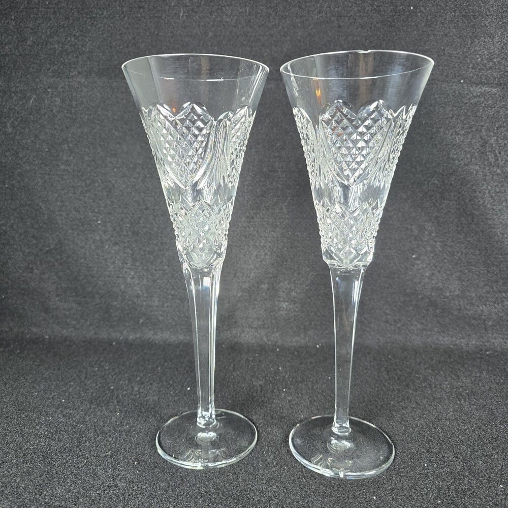 Waterford Crystal Celebration Champagne Toasting Flutes Love Hearts 10.25" Pair